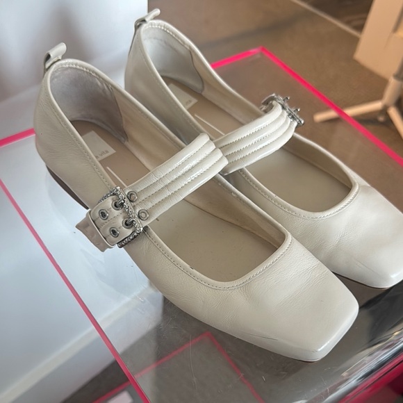 Dolce Vita Cream Square Toe Flats with Straps - Picture 2 of 5